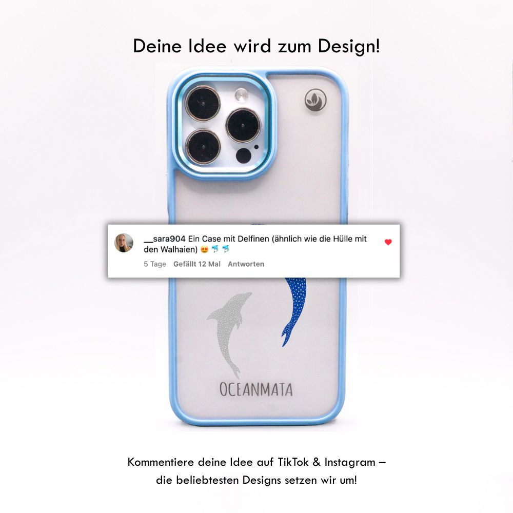 iPhone 13 pro case - dolphin blue - "Dolphin Twins" - sustainable