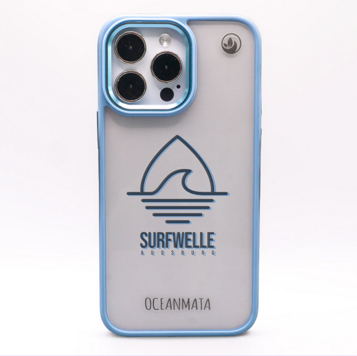 iPhone 15 Hülle - Surfwelle blau - "Surfwelle Augsburg" - nachhaltig