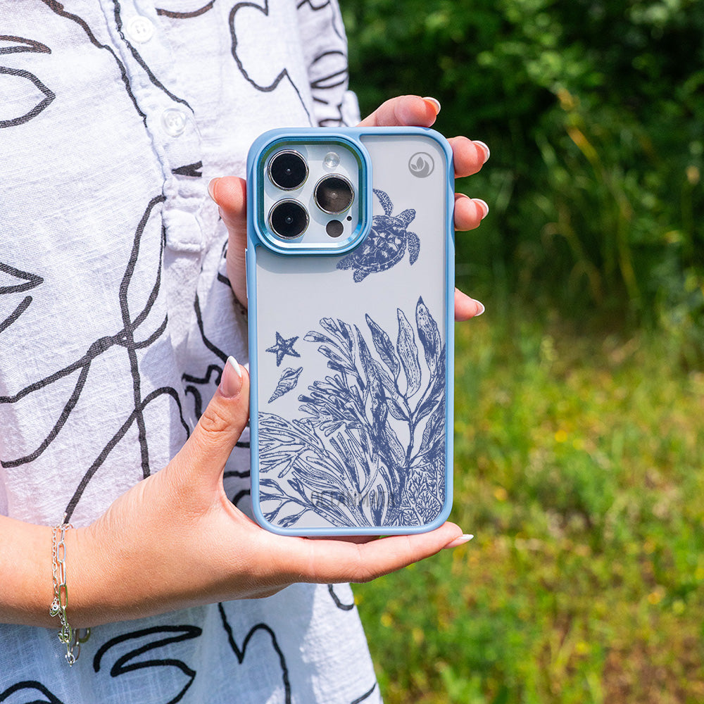 iPhone 15 pro max Hülle - Schildkröten blau - "Silent Wave" - nachhaltig