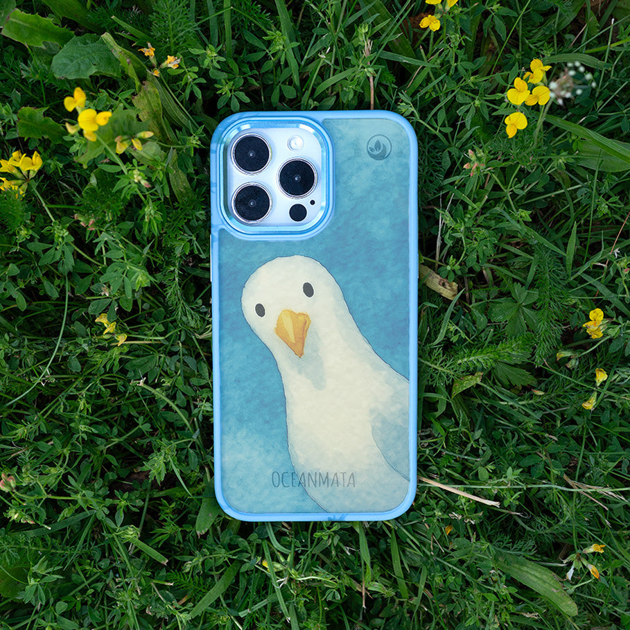 iPhone 16e/17e Hülle - Möwe blau - "Seagull" - nachhaltig