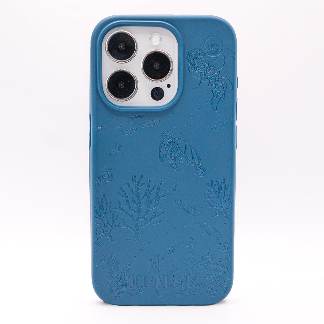 iPhone 15 pro max hoesje 'TURTLE Family' - blauw - duurzaam