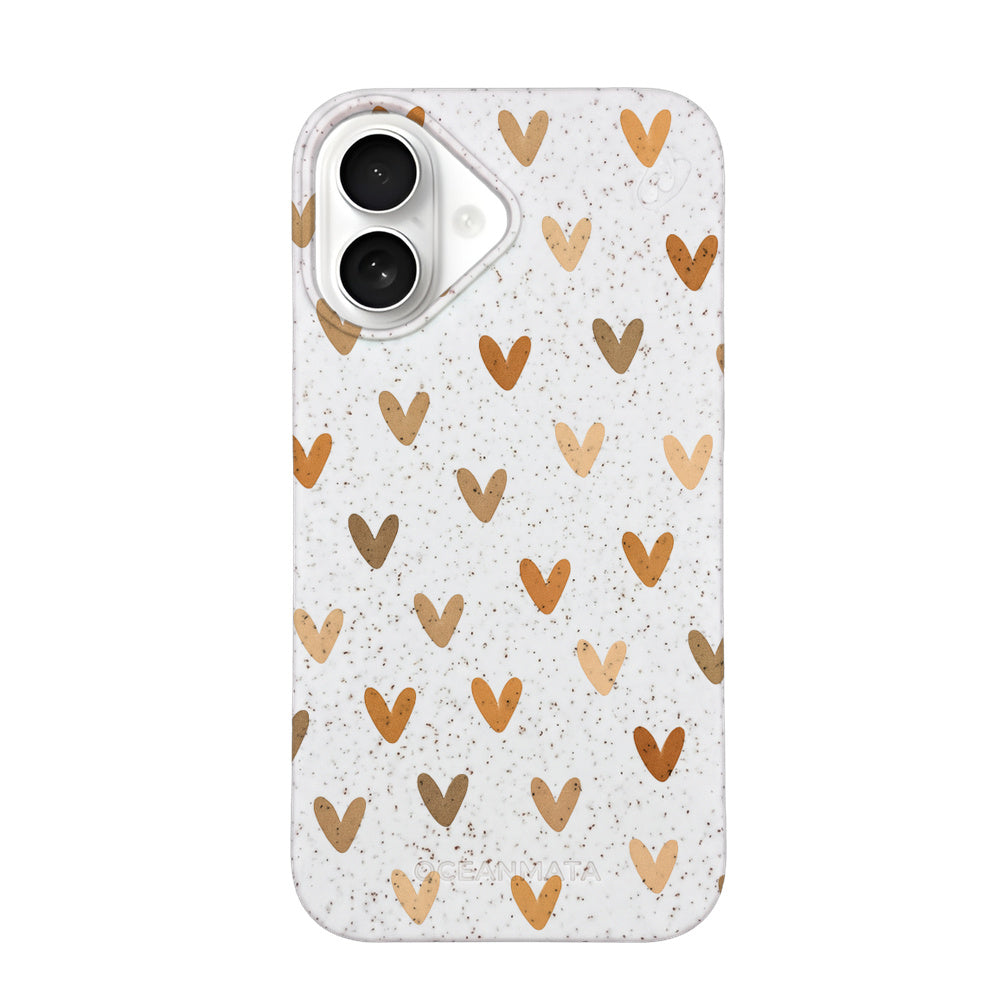 iPhone 16 Case - White Heart - "AutumnLove" - sustainable