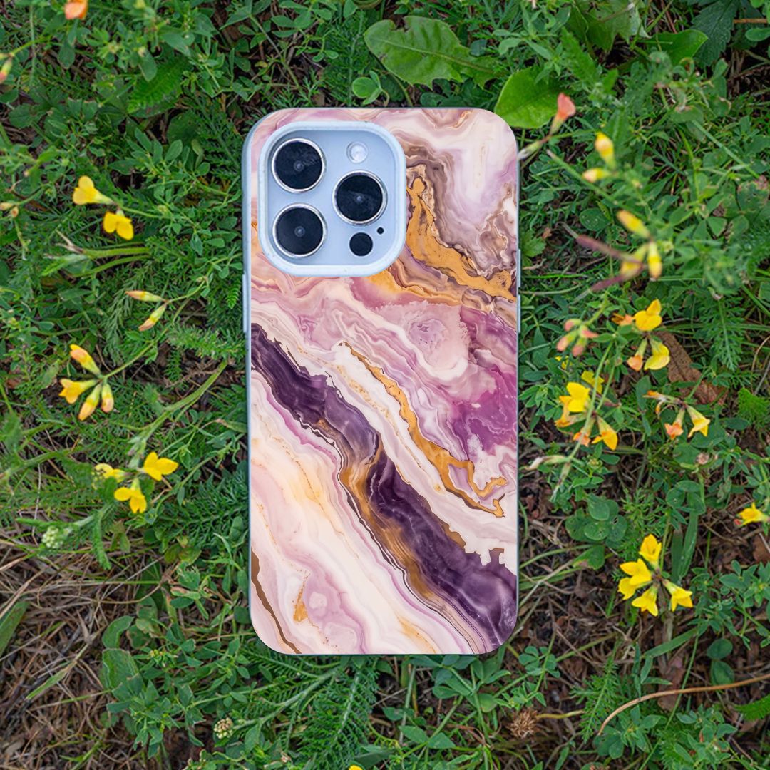 iPhone 16e Hülle - Marmor pink - "PinkMarble" - nachhaltig