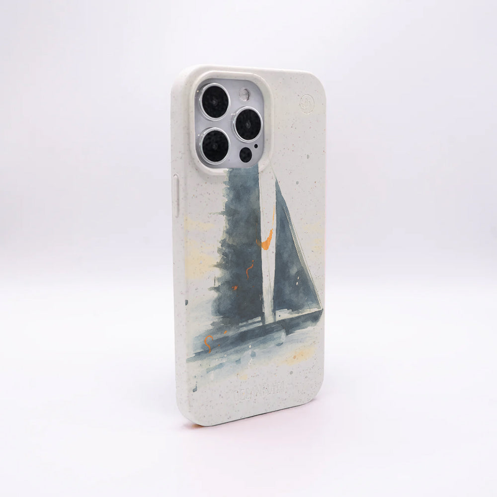iPhone 15 pro Hülle - Segeln weiß - "Golden Horizon" - nachhaltig