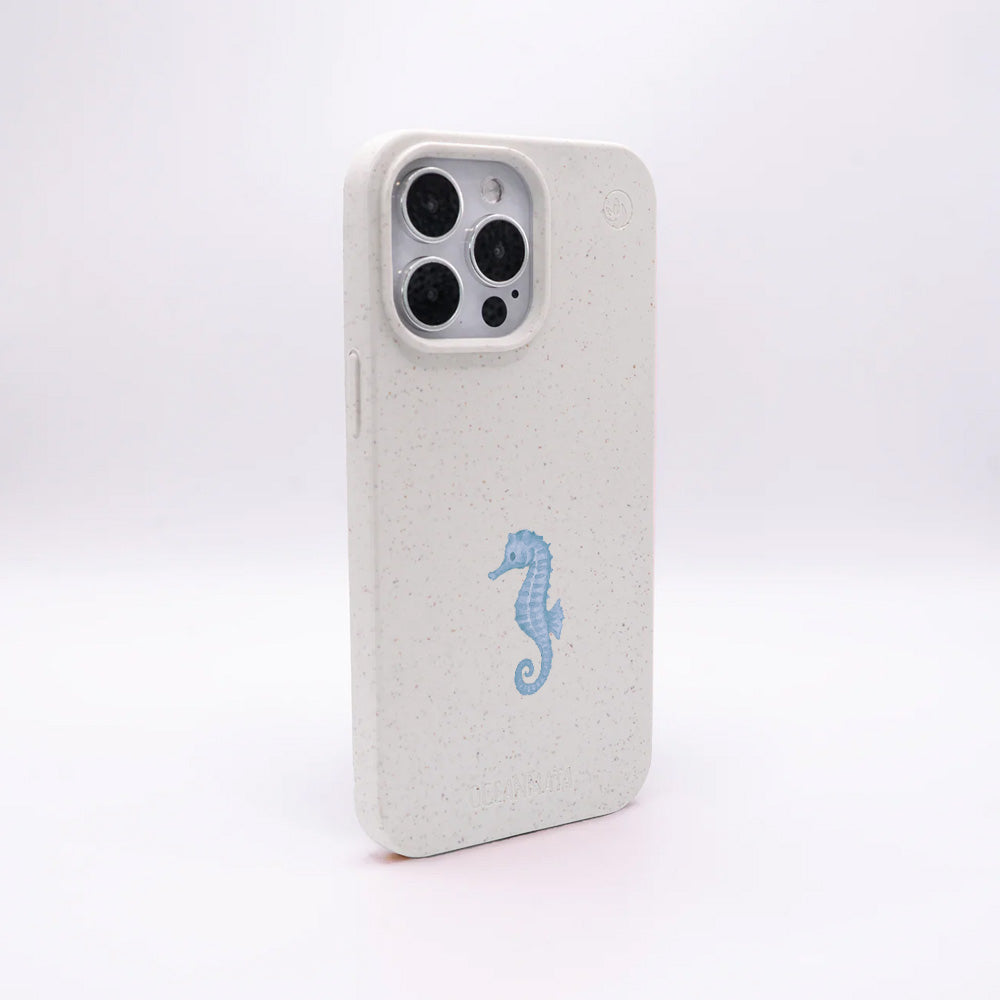 iPhone 14 Hülle - Seepferdchen weiß - "SeahorseTale" - nachhaltig