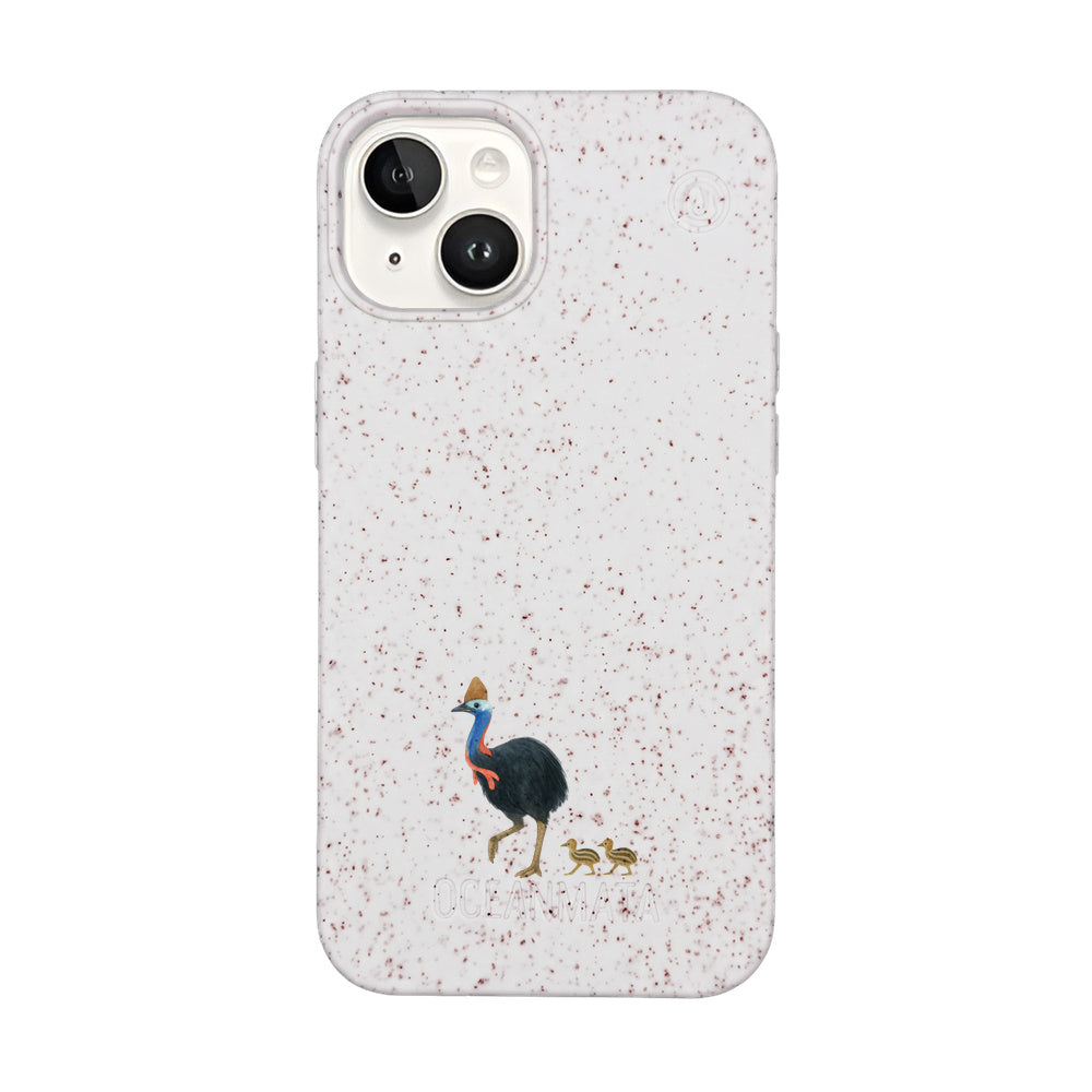 iPhone 14 Case - White Cassowary - "CassowaryStroll" - Sustainable