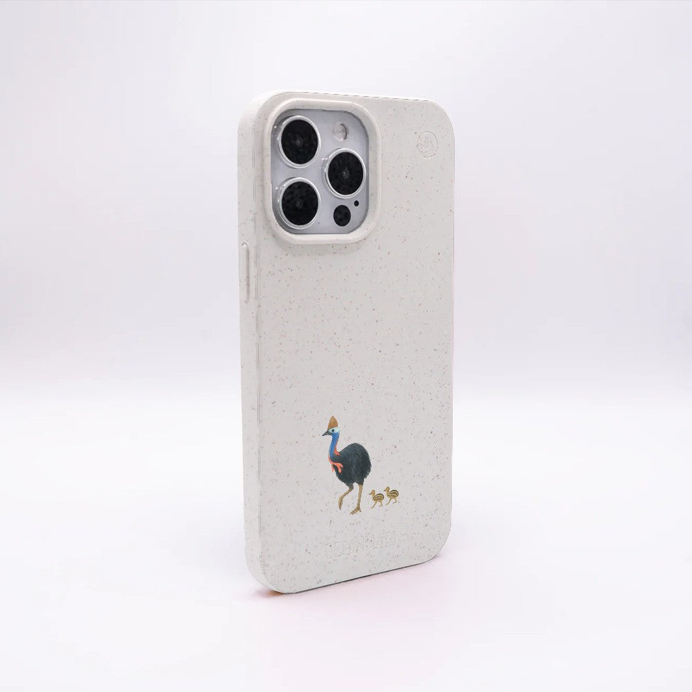 iPhone 14 Case - White Cassowary - "CassowaryStroll" - Sustainable