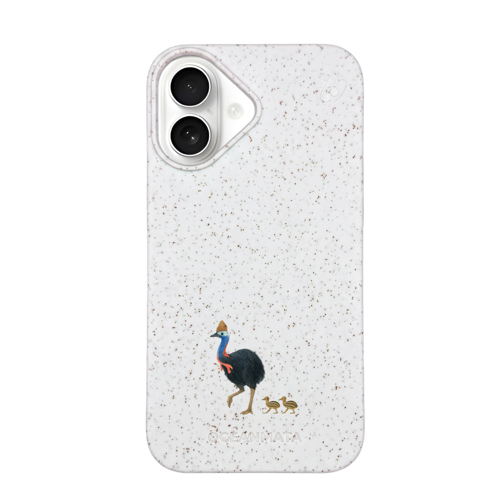iPhone 16 Case - Cassowary White - "CassowaryStroll" - sustainable