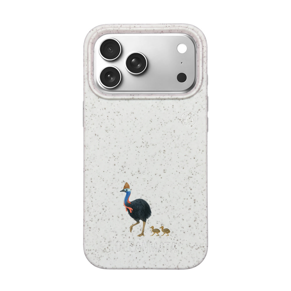Biologisch abbaubare Handyhülle iPhone 18 Pro / 17 Pro Cassowarystroll — kompostierbar — Vorderseite