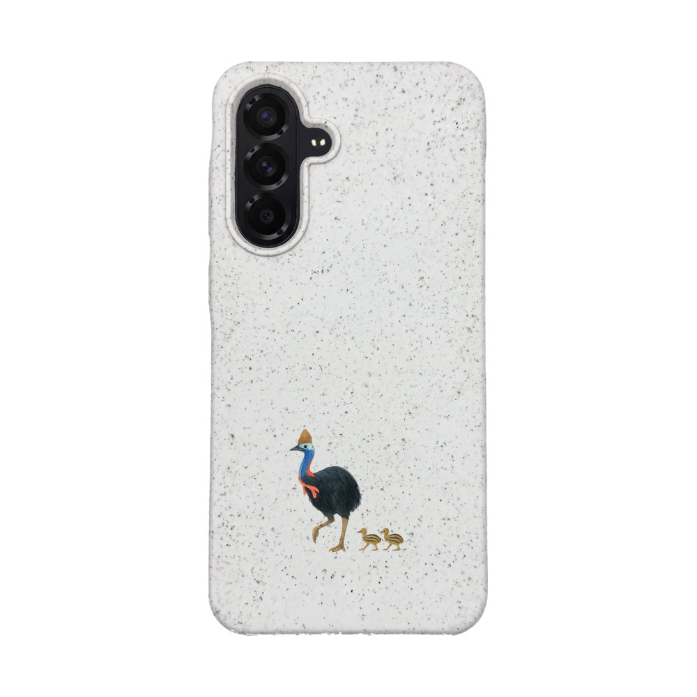 Samsung A56 Case - Cassowary White - "CassowaryStroll" - sustainable