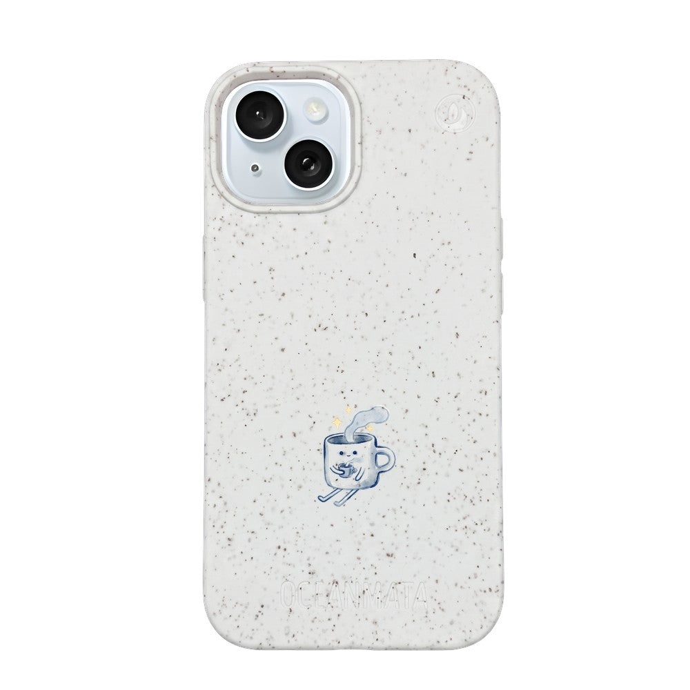 iPhone 15 Hülle - weiß - "coffeelove" - nachhaltig