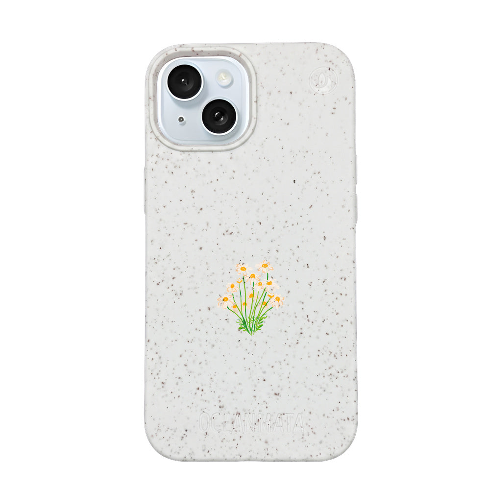 iPhone 15 Hülle - Blumen weiß - "Daisy" - nachhaltig