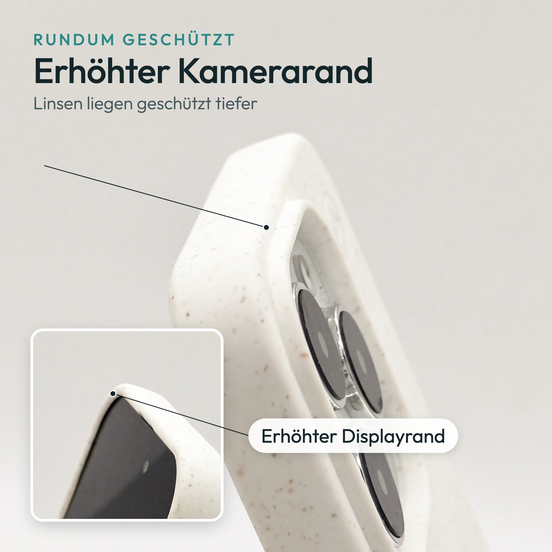 Samsung S25 Hülle - Geist weiß - "LittleGhost" — biologisch abbaubar — erhöhter Kamerarand und Displayrand