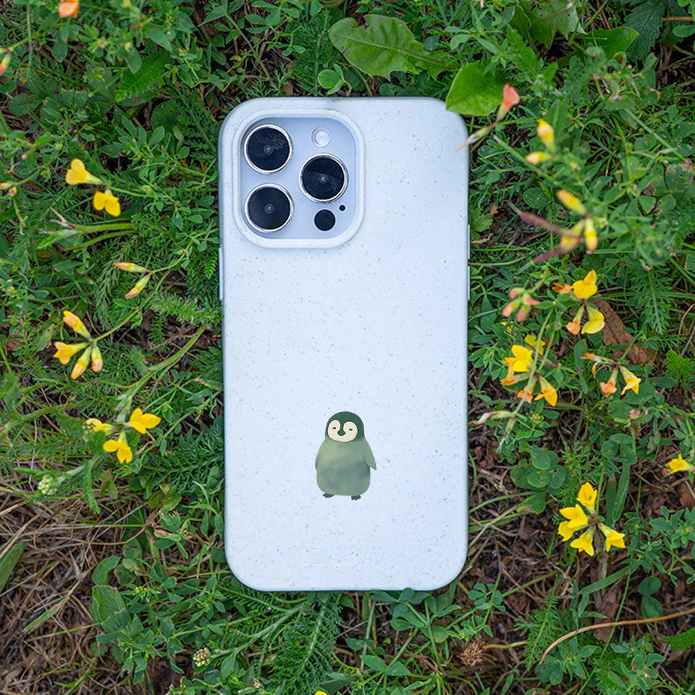 iPhone 16e/17e Hülle - Pinguin weiß - "HappyPinguin" - nachhaltig