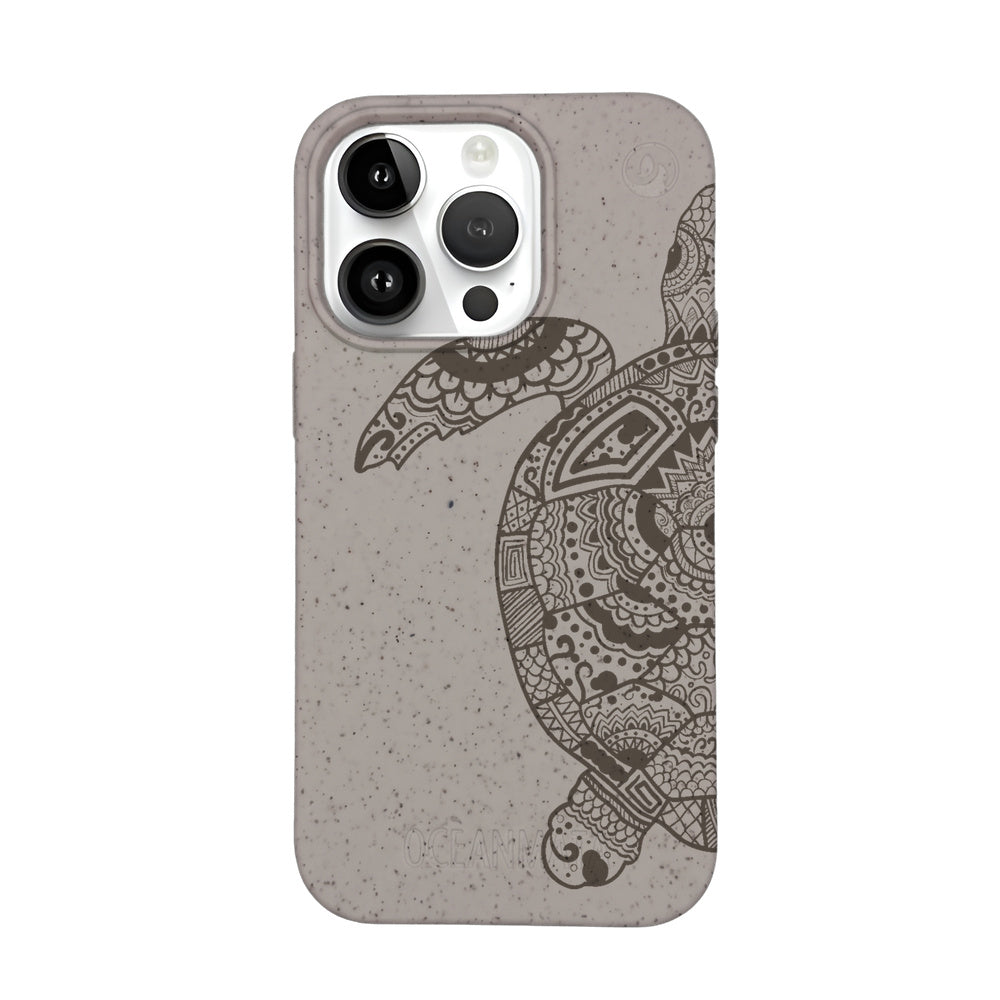 iPhone 14 pro case - beige - "GREEN TURTLE" - sustainable