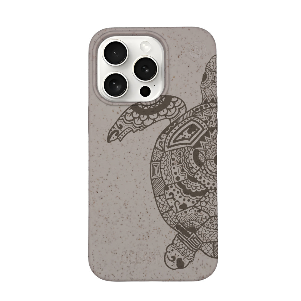 iPhone 15 pro max case - beige - "GREEN TURTLE" - sustainable