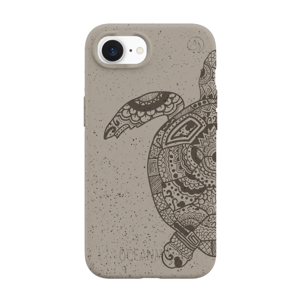 iPhone 16th/17th Gen Case - beige - "GREEN TURTLE" - sustainable