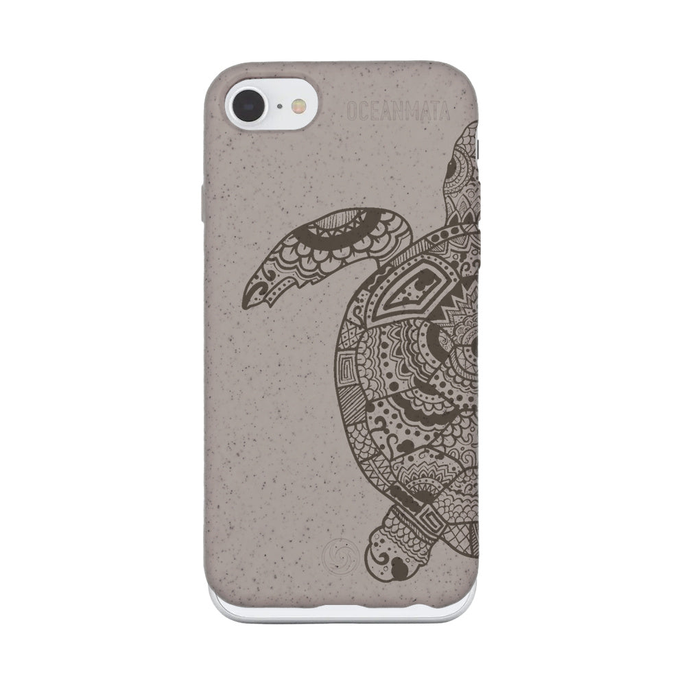 iPhone SE/7/8 case - beige - "GREEN TURTLE" - sustainable
