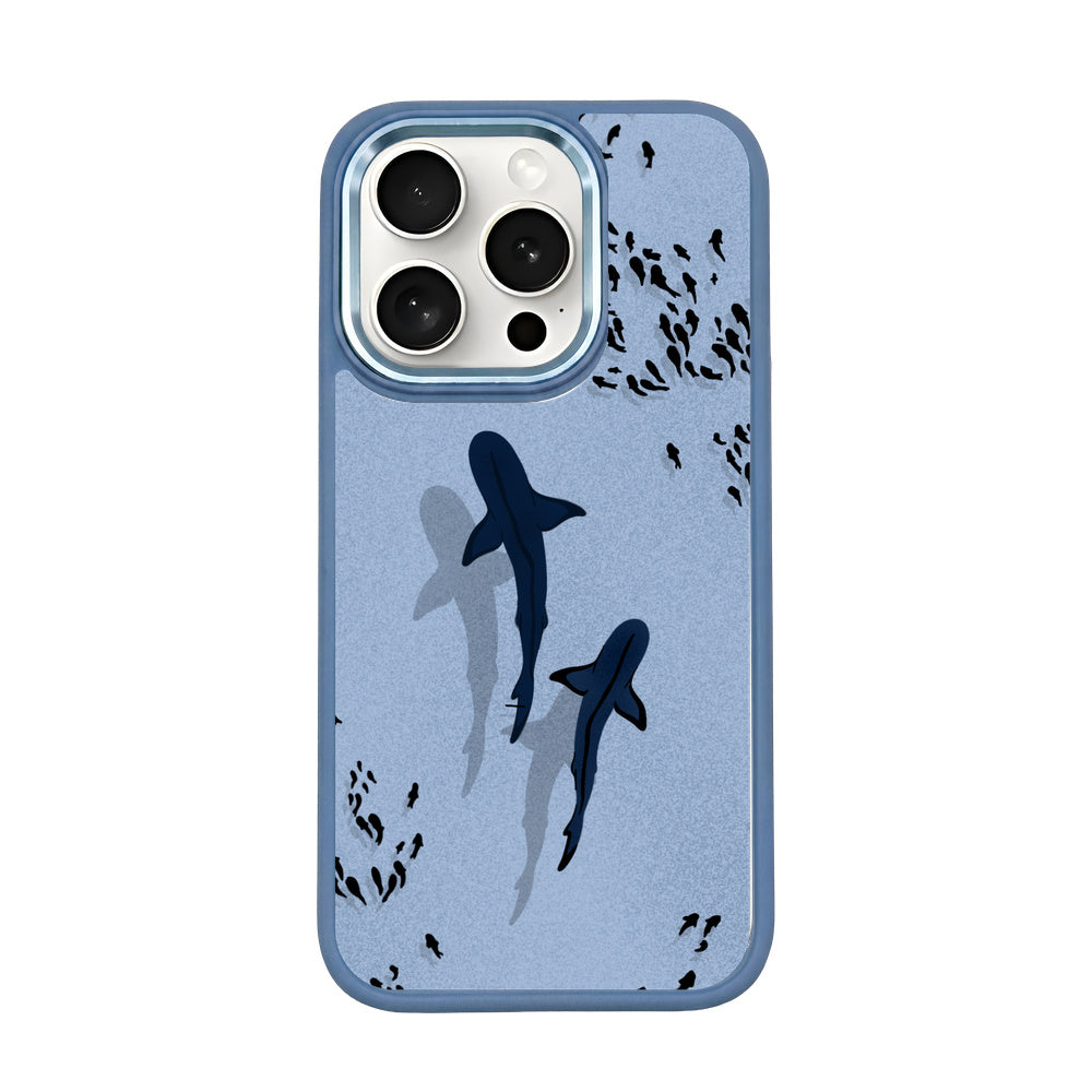 iPhone 15 pro hoesje - Shark blue - "Into the blue" duurzaam