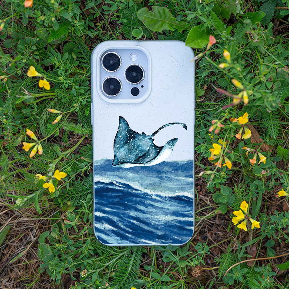 Biologisch abbaubare Handyhülle iPhone 13 Mantawave — kompostierbar — Bonus