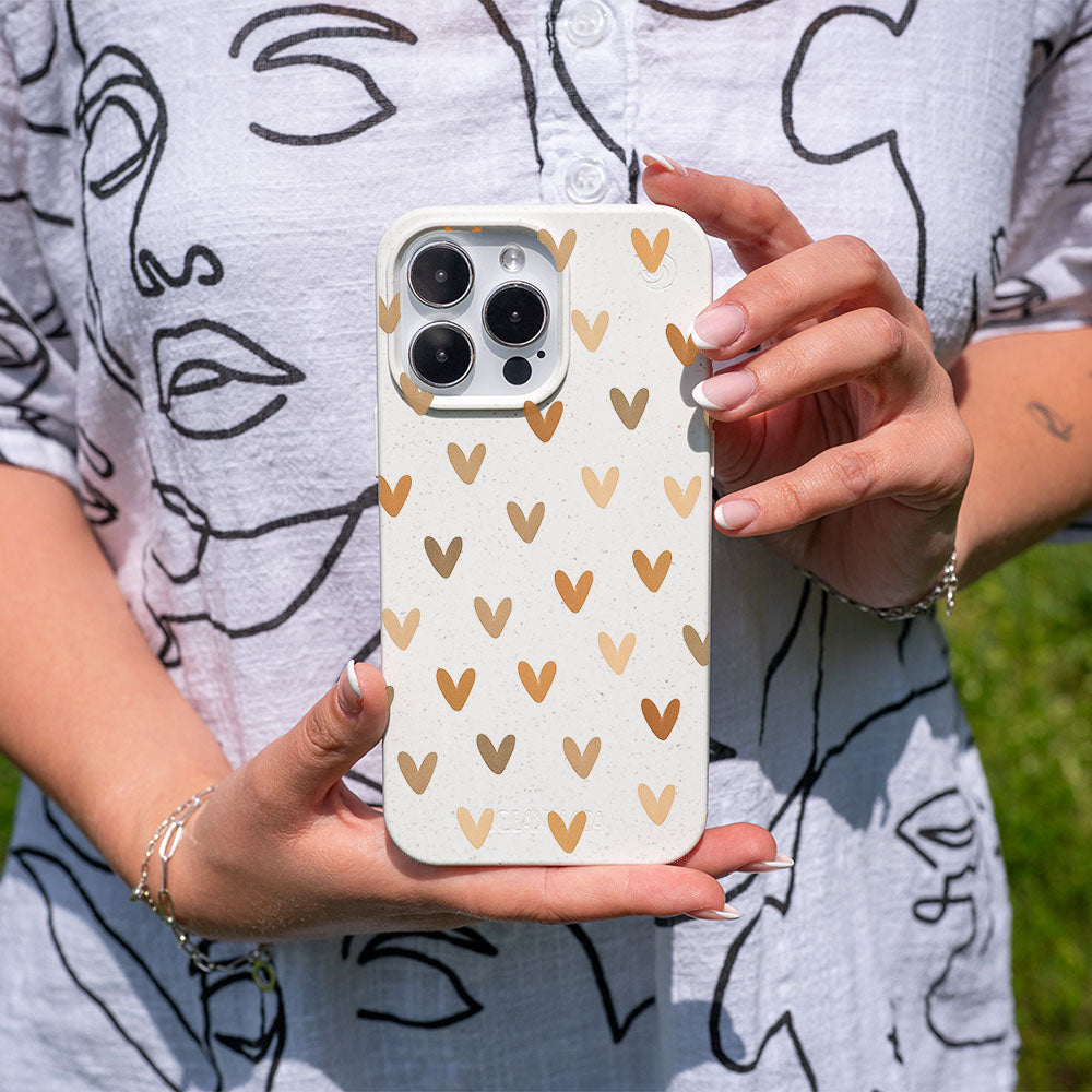 iPhone 15 Hülle - Herz weiß - "AutumnLove" - nachhaltig