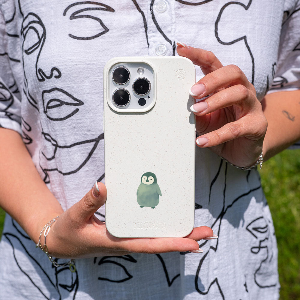 iPhone 14 Hülle - Pinguin weiß - "HappyPinguin" - nachhaltig