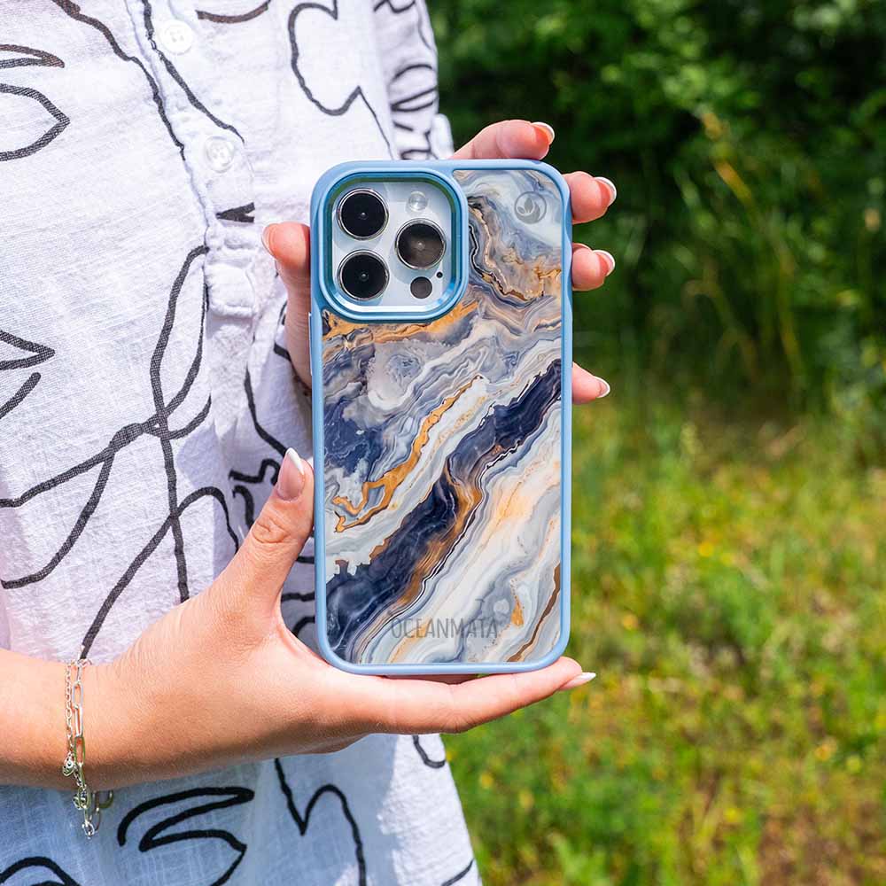 iPhone 14 Hülle - marmor blau - "BlueMarble" - nachhaltig