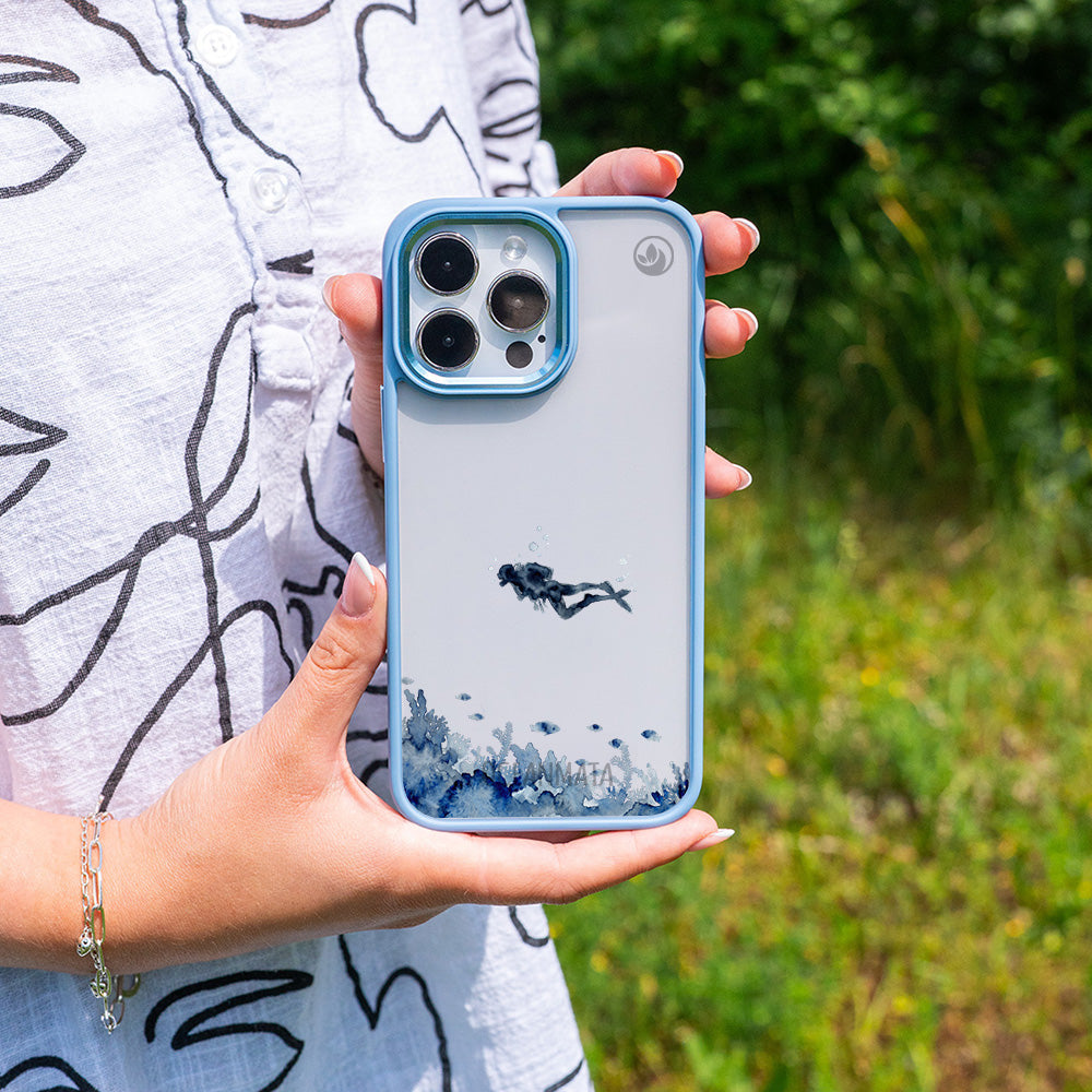 iPhone 13 Hülle - Taucher blau - "DeepDive" - nachhaltig