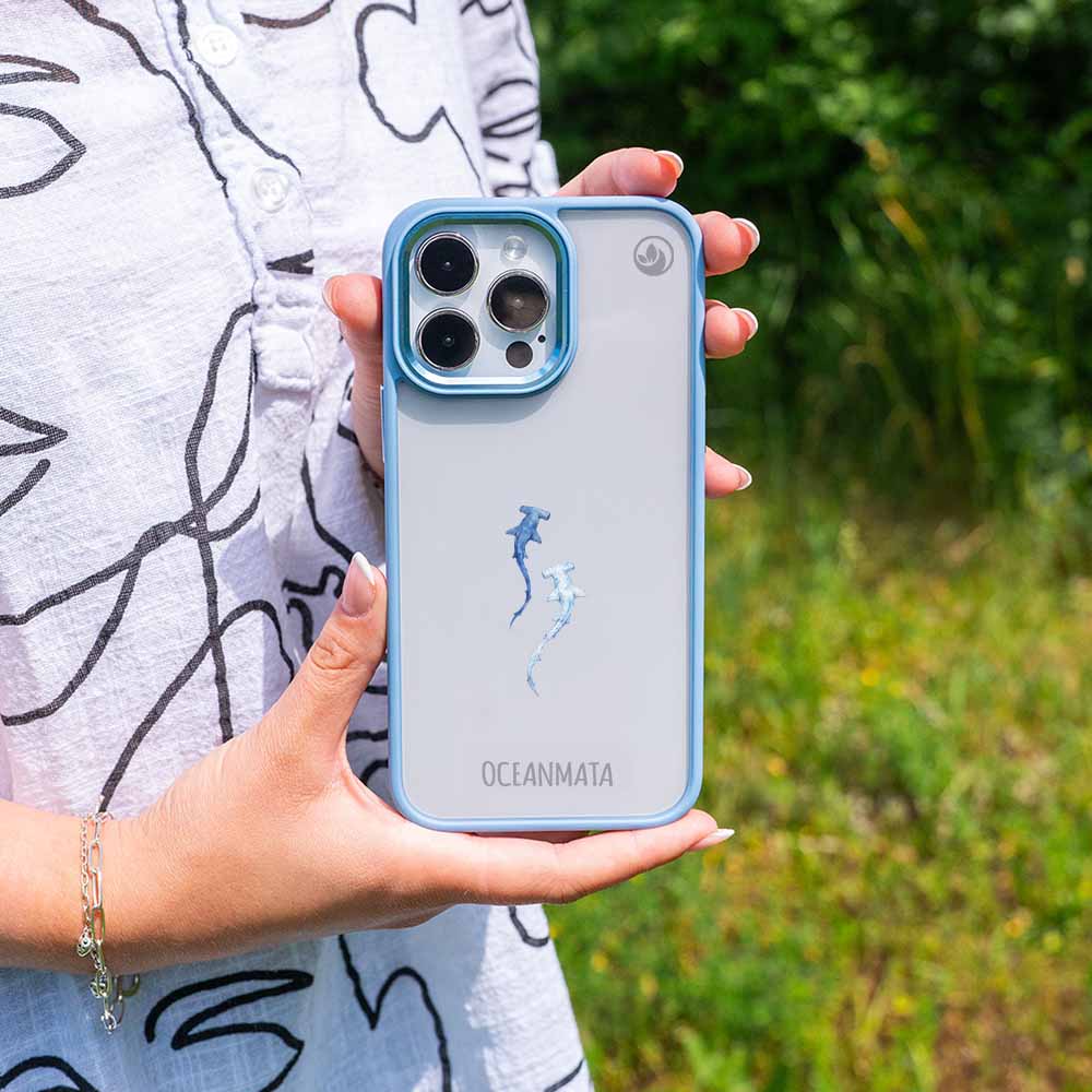 iPhone 14 Hülle - hai blau - "Hammerhead" - nachhaltig
