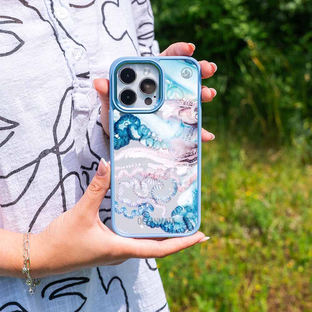 iPhone 13 pro max Hülle - Qualle blau - "Men o' War" - nachhaltig