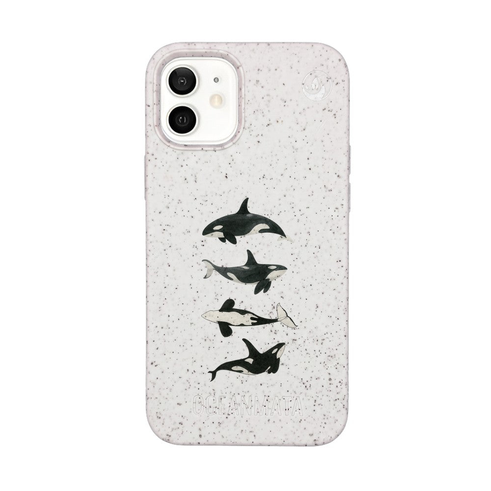 iPhone 12 mini Hülle - Orca weiß - "OrcaFamily" - nachhaltig