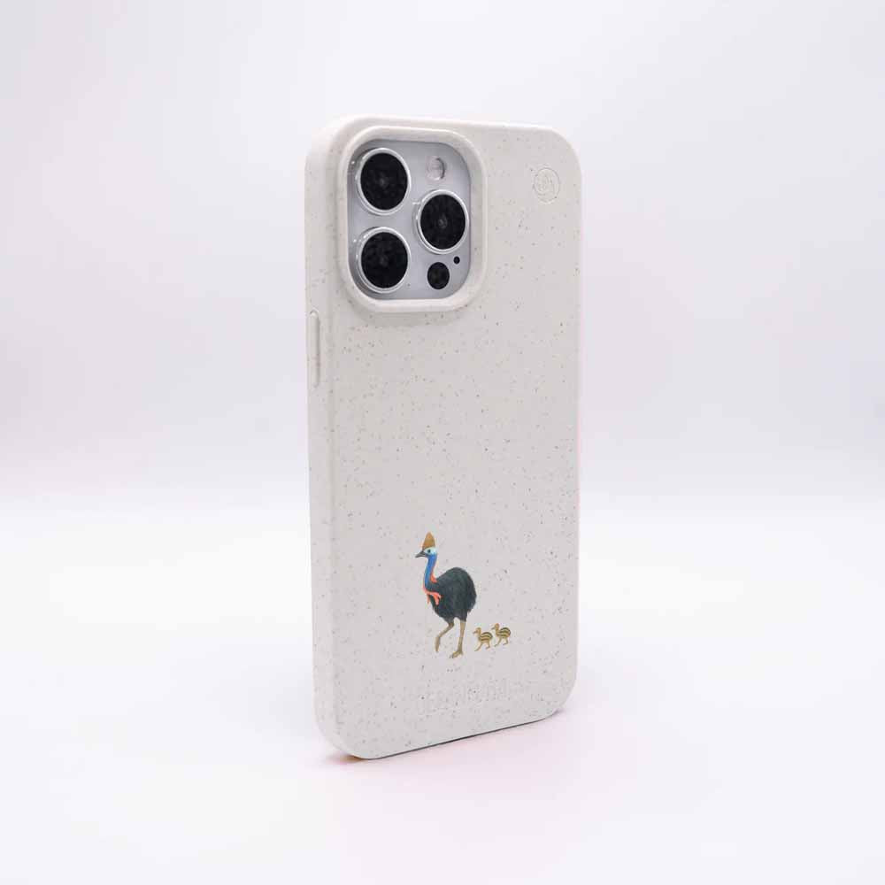 iPhone 17 pro max Hülle - Cassowary weiß - "CassowaryStroll" - nachhaltig