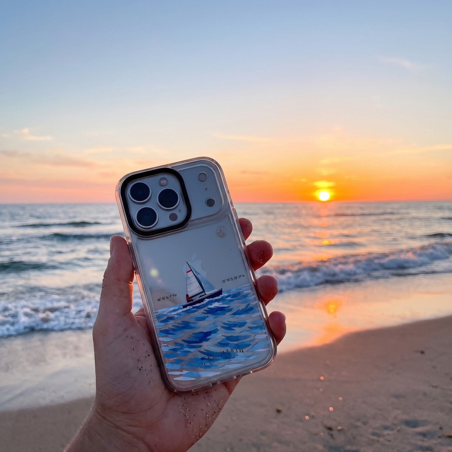Nachhaltige Handyhülle iPhone 14 Towardsthehorizon aus Ocean Plastic — in der Hand