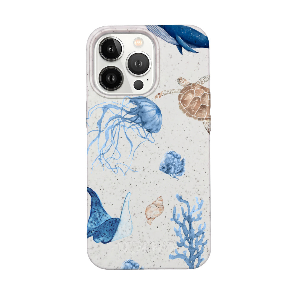 iPhone 13 Pro Case - White Turtle - "Sea Turtle & Friends" - sustainable