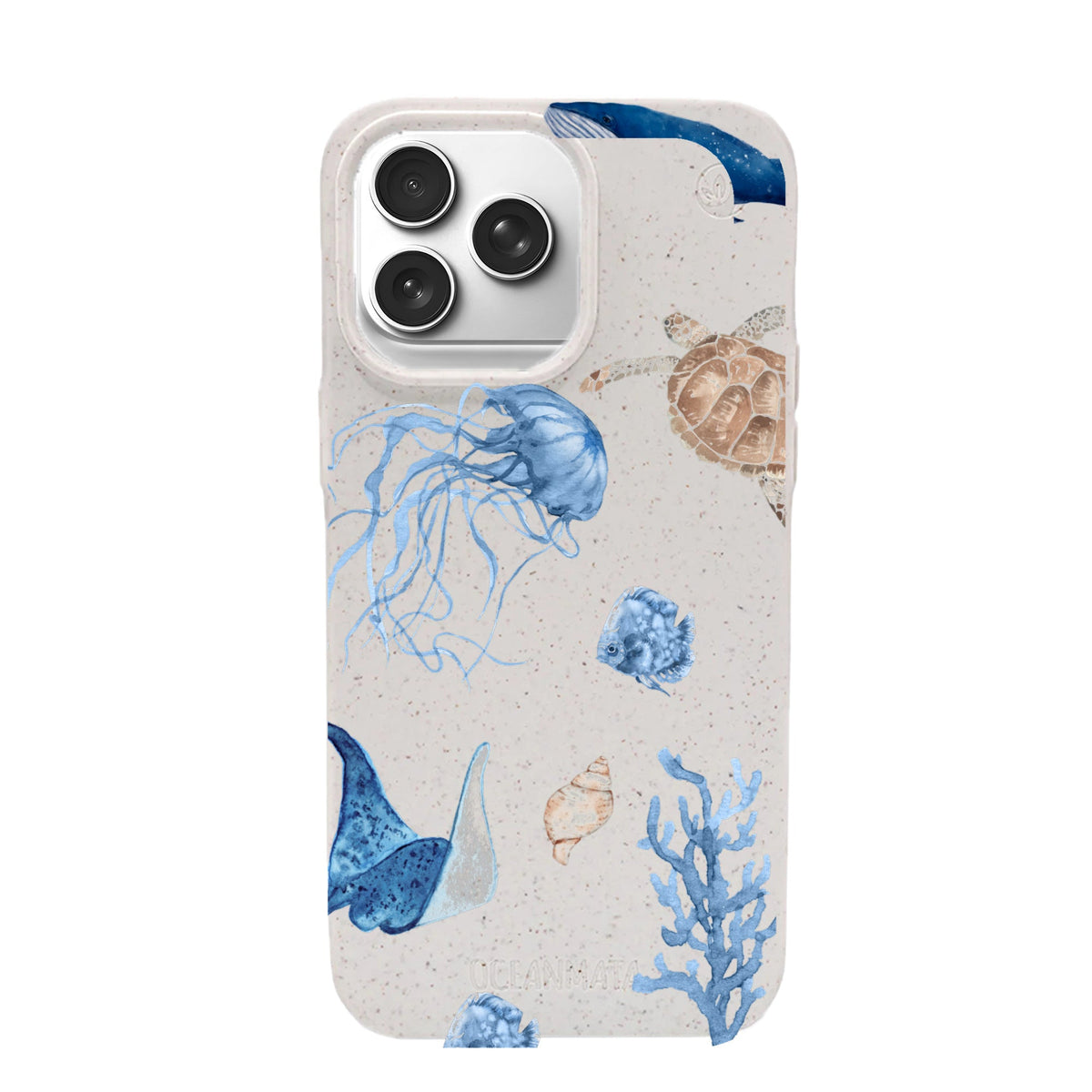 iPhone 18 Pro / 17 Pro Hülle - weiß Schildkröte - "Sea Turtle & Friends" - nachhaltig