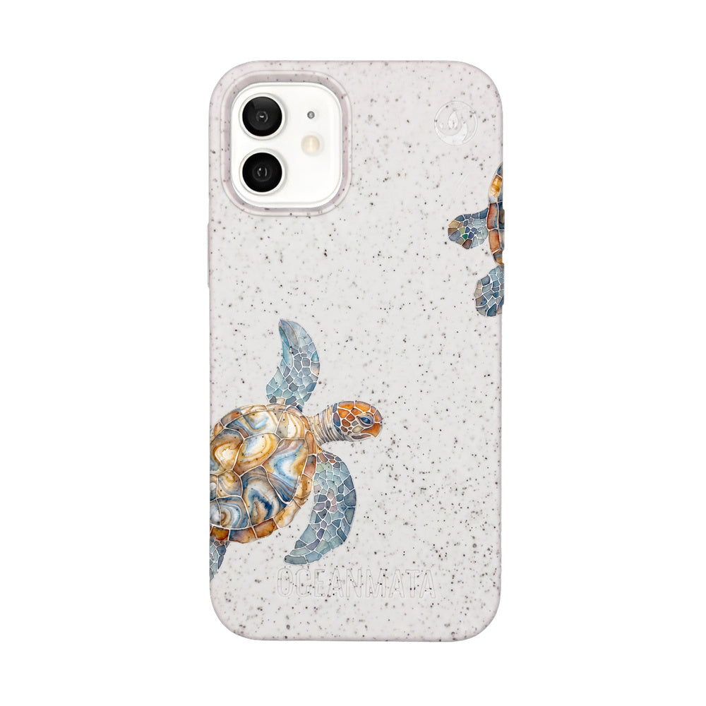 iPhone 12 mini Hülle - Schildkröte weiß - "TurtleGaze" - nachhaltig