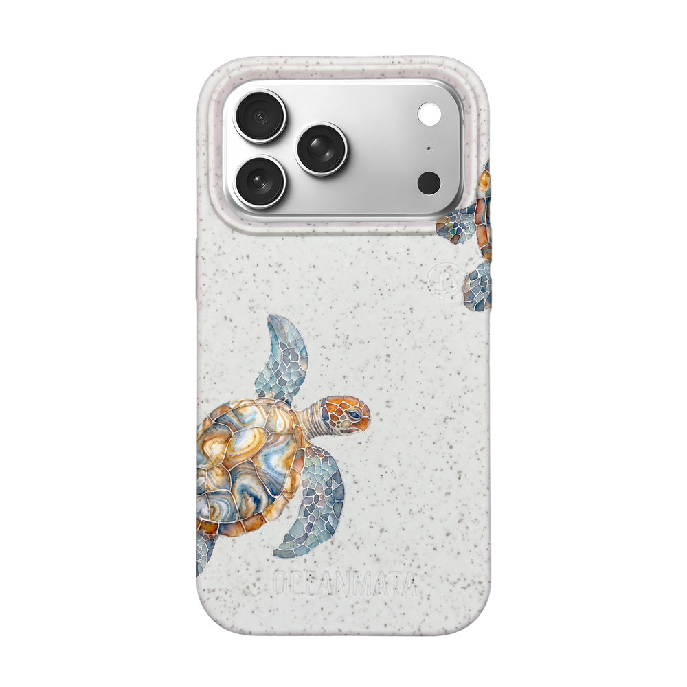 iPhone 18 Pro / 17 Pro Hülle - Schildkröte weiß - "TurtleGaze" - nachhaltig