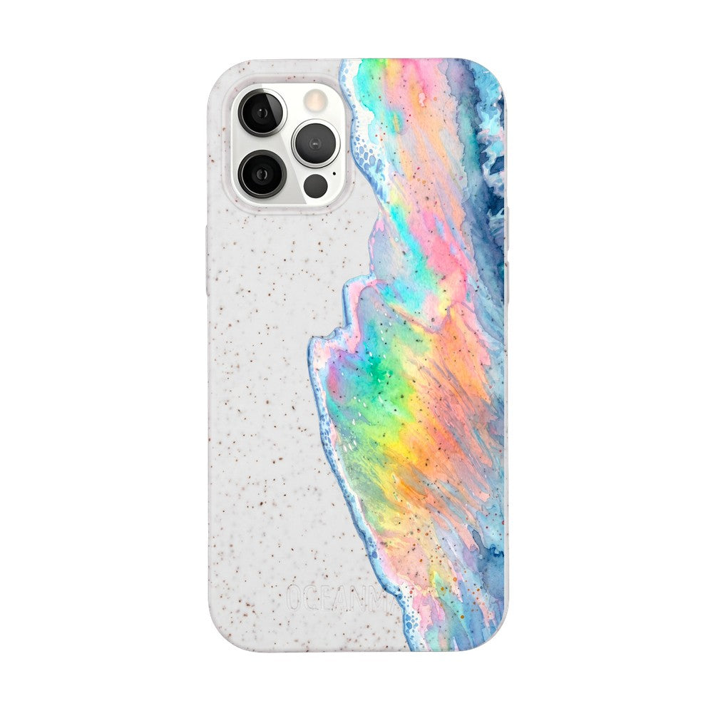 iPhone 12 pro / iPhone 12 Hülle - Regenbogen Welle weiß - "WaveOfPride" - nachhaltig