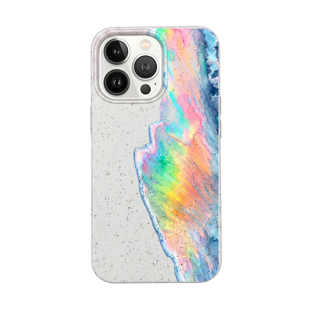 iPhone 13 pro max Hülle - Regenbogen Welle weiß - "WaveOfPride" - nachhaltig