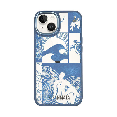 iPhone 14 hoesje - Line Art Ocean - "Waves of Balance" - duurzaam