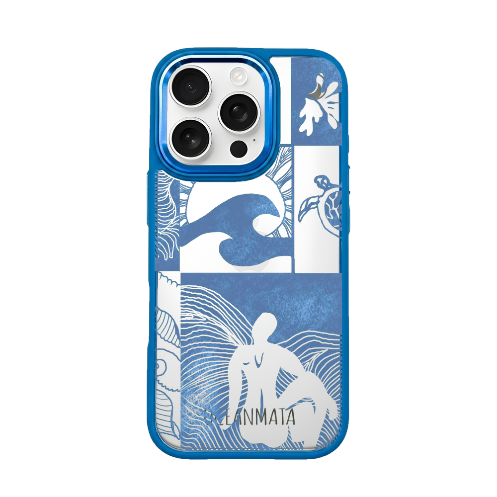 iPhone 16 pro case - Line Art Ocean - "Waves of Balance" - sustainable