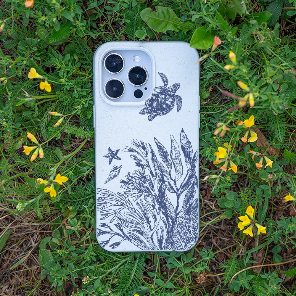Biologisch abbaubare Handyhülle iPhone 18 Pro / 17 Pro Whitesilentwaves — kompostierbar — Bonus