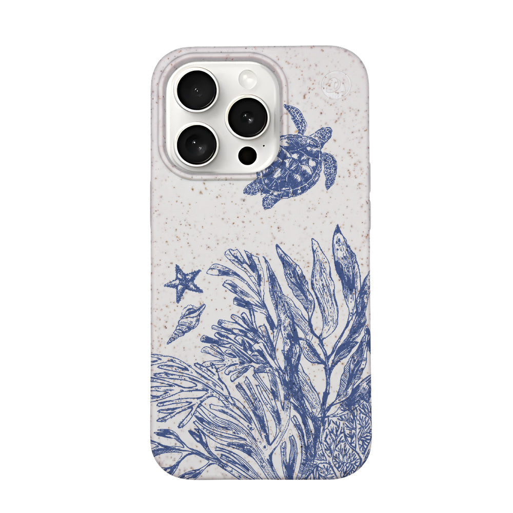 iPhone 15 Pro Case - White Turtles - "White Silent Waves" - sustainable