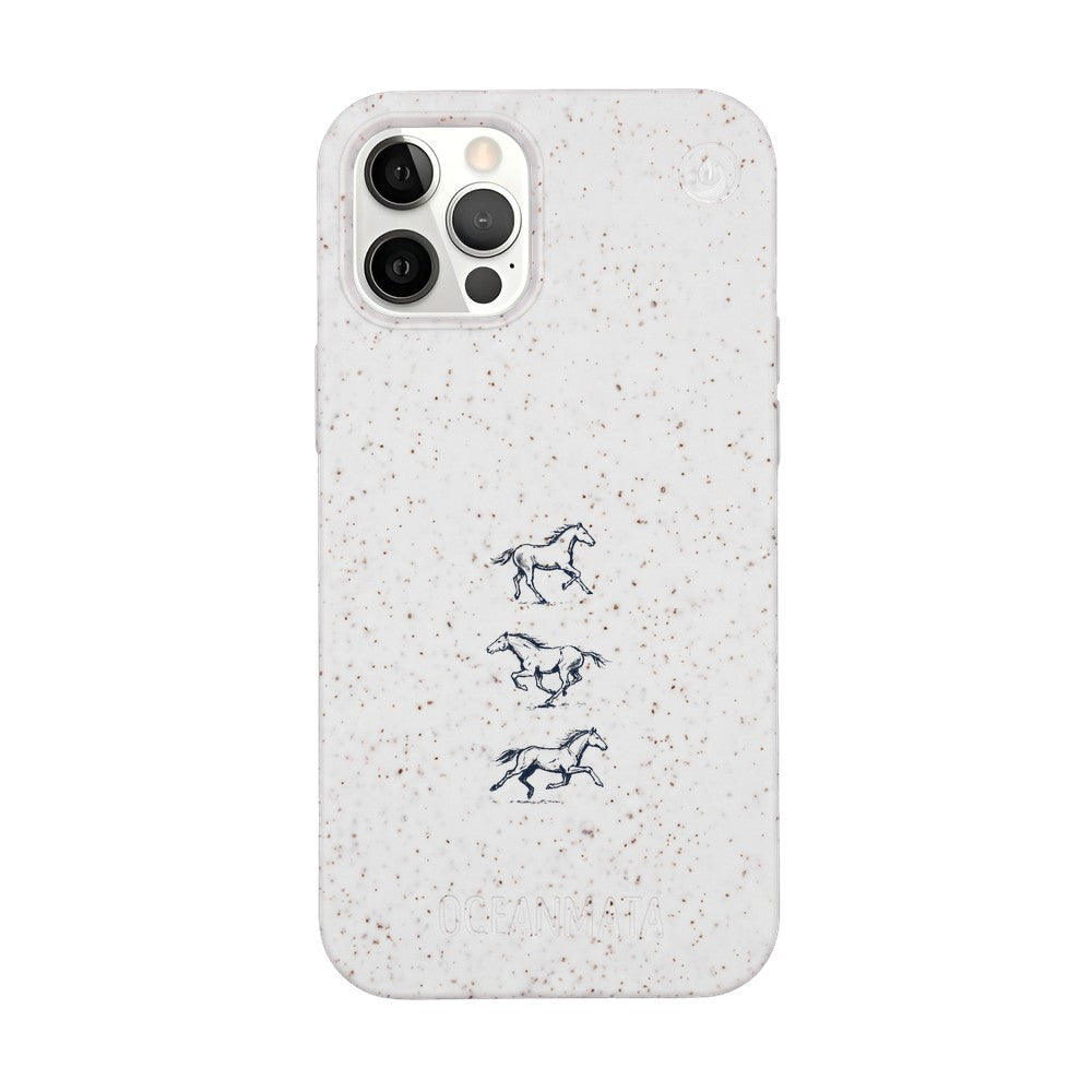 iPhone 12 pro / iPhone 12 Hülle - Pferd weiß - "wild" - nachhaltig