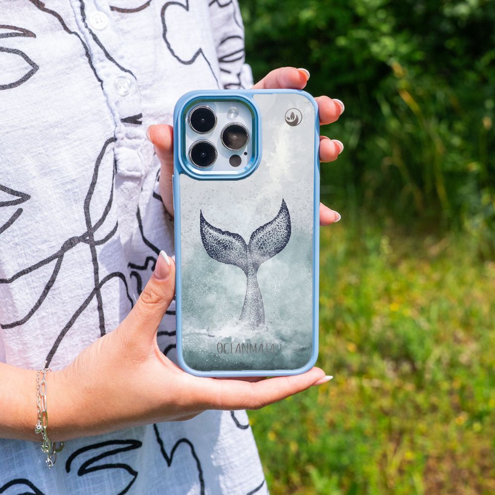 iPhone 14 Hülle - Delfin blau - "Dolphin" - nachhaltig