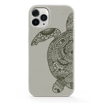 iPhone 11 pro case - beige - "GREEN TURTLE" - sustainable