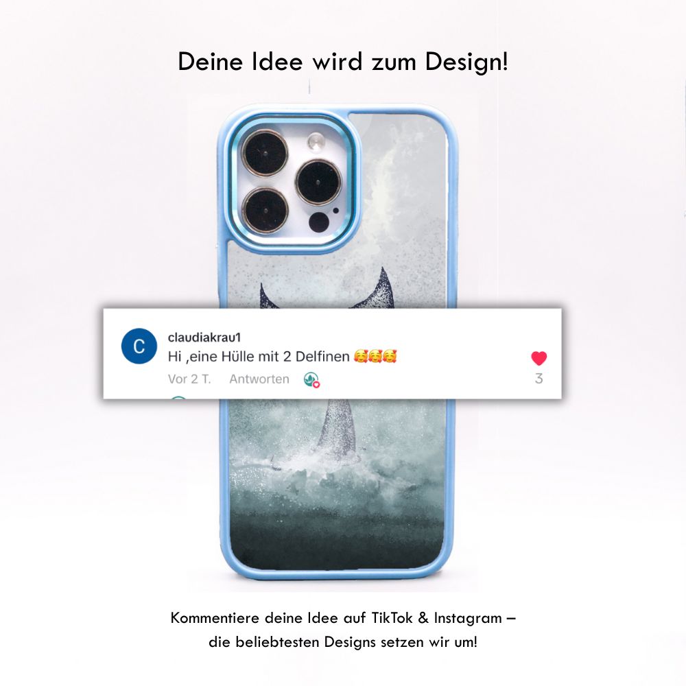 iPhone 14 Hülle - Delfin blau - "Dolphin" - nachhaltig
