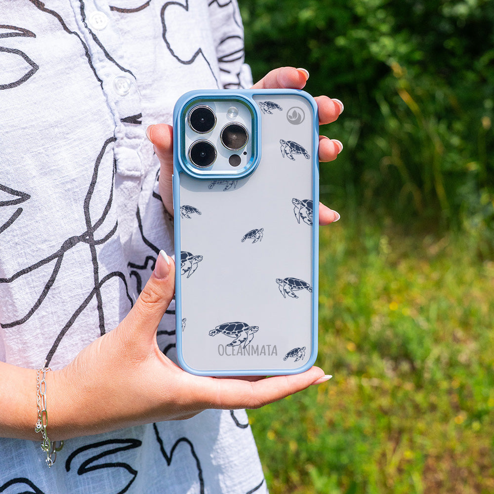 iPhone 15 pro Hülle - Schildkröten blau - "Turtlino" - nachhaltig