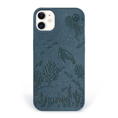 iPhone 12 mini case 'TURTLE Family' - blue - sustainable
