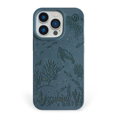 iPhone 16 pro max Hülle "TURTLE Family" - blau - nachhaltig